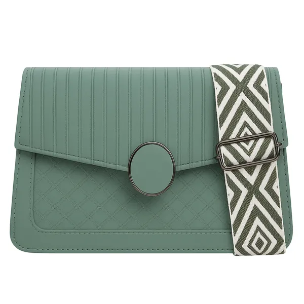 Green_Quilted_Pattern_Sling_Crossbody_Bag_With_Strap