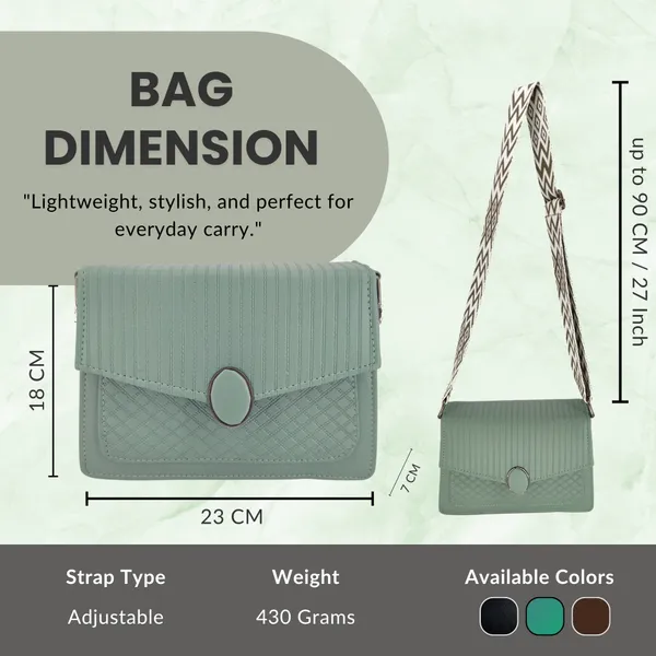 Green_Quilted_Pattern_Sling_Crossbody_Bag_With_Strap