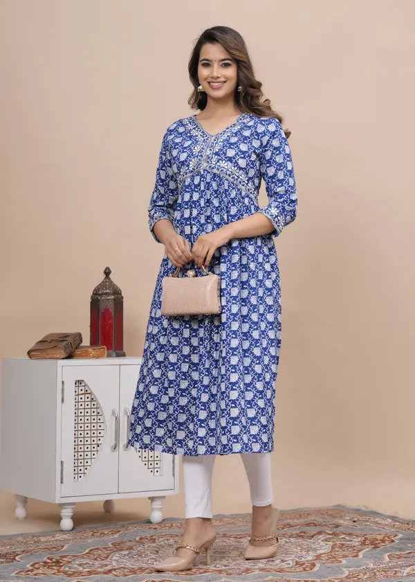 Blue_Viscose_Rayon_Printed_A-Line_Kurti_For_Women