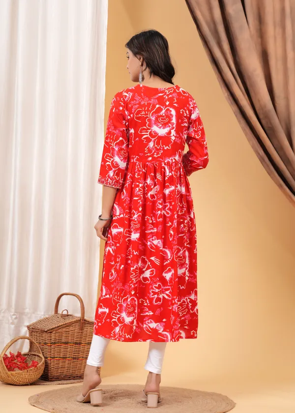 Red_Viscose_Rayon_Printed_A-Line_Kurti_For_Women