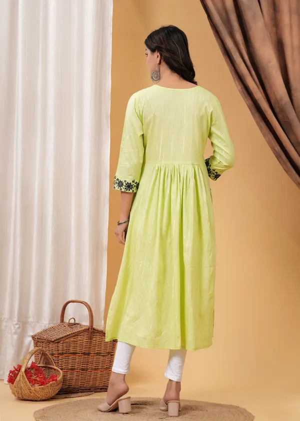 Yellow_Viscose_Rayon_Embroidered_Flared_Kurti_For_Women