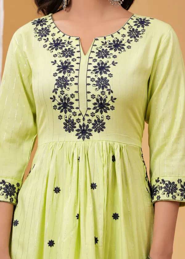 Yellow_Viscose_Rayon_Embroidered_Flared_Kurti_For_Women