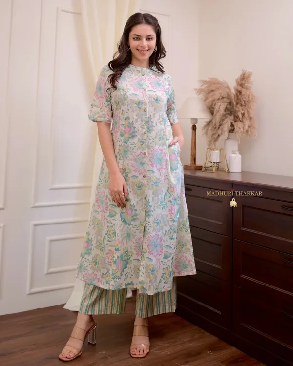 Powder_Blue_Floral_Cotton_A_Line_Kurta_Set