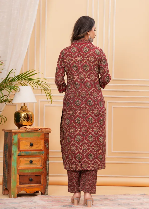 Maroon_Cotton_Printed_Kurti_Set_With_Dupatta_For_Women