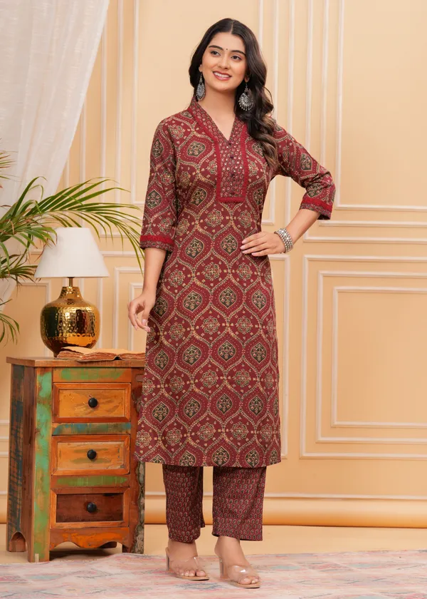 Maroon_Cotton_Printed_Kurti_Set_With_Dupatta_For_Women