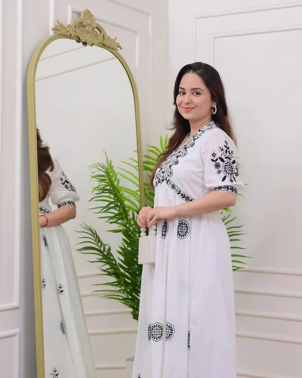 White_-_Black_Thread_Embroidered_A-Line_Dress