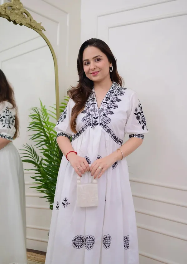 White_-_Black_Thread_Embroidered_A-Line_Dress