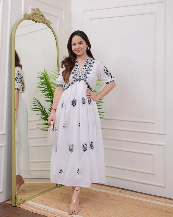 White_-_Black_Thread_Embroidered_A-Line_Dress
