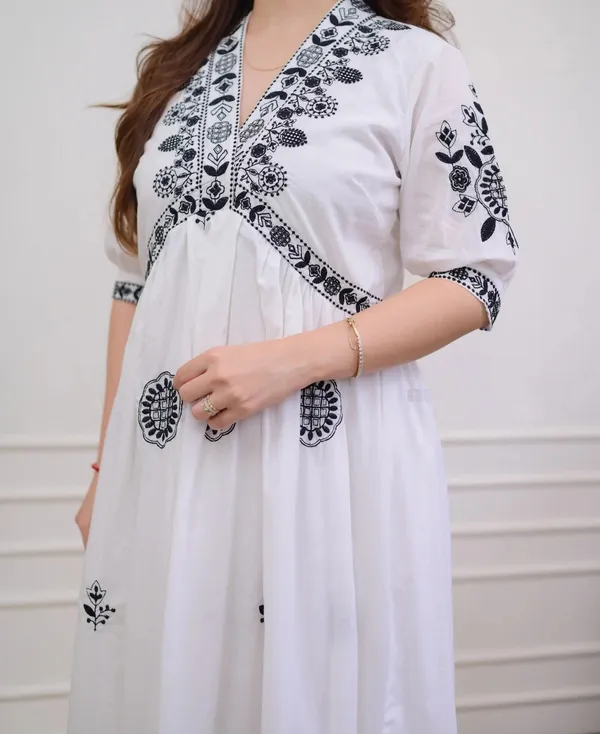 White_-_Black_Thread_Embroidered_A-Line_Dress