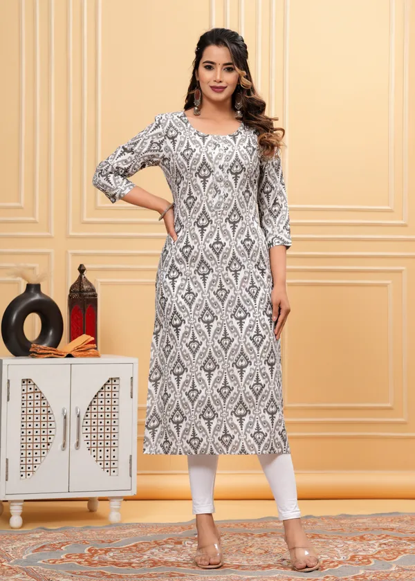 Grey_Rayon_Printed_Straight_Kurti_For_Women