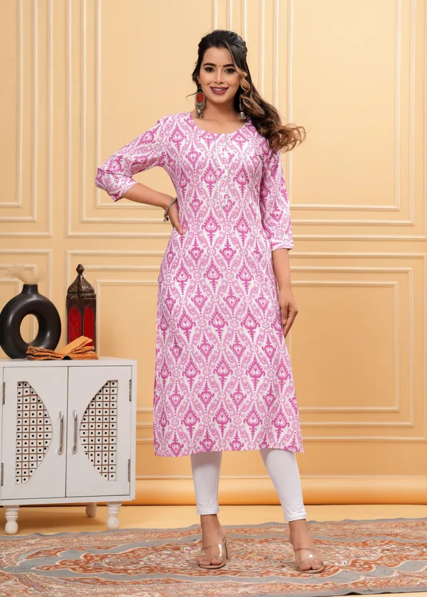 Pink_Printed_Rayon_Straight_Kurti_For_Women
