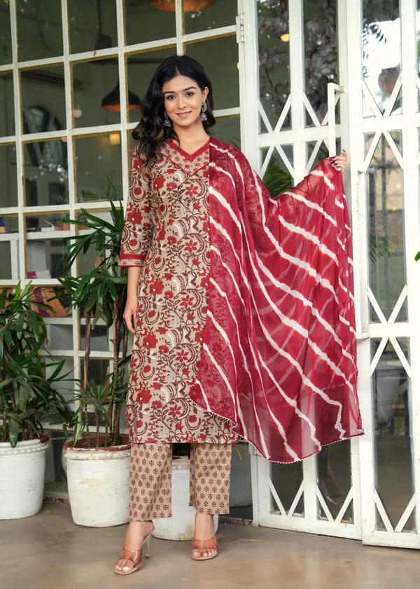 Maroon_Cotton_Printed_Kurti_Set_With_Dupatta_For_Women