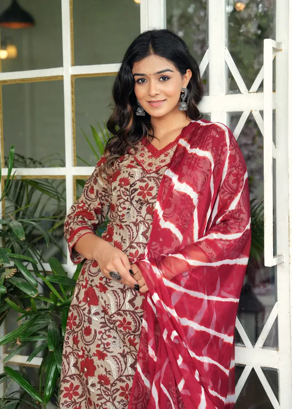 Maroon_Cotton_Printed_Kurti_Set_With_Dupatta_For_Women