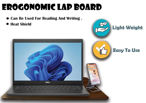 Walnut_Engineered_Wood_Lap_Board_For_Study|Home|Dining|Office|Laptop|Computer_Desk|Reading&Writing|Multi-Purpose_14x18_Inch