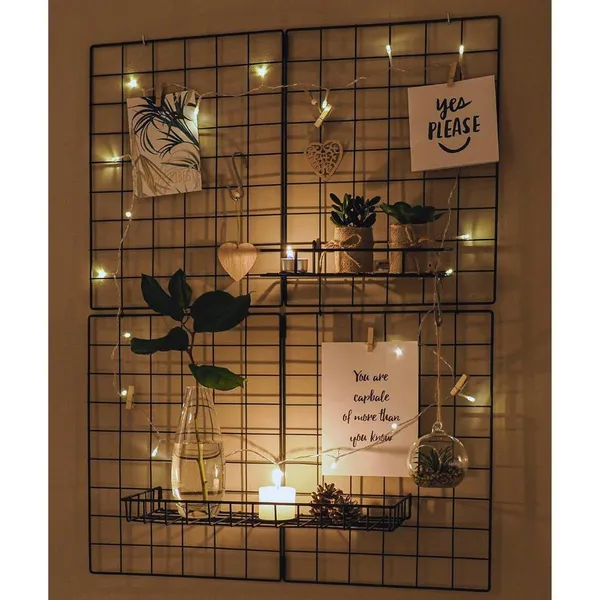 Black_Steel_Photo_Collage_Grid_Frame,_Basket_&_Tray|_Photo_Frame_Grid_Diy_Mesh_Wire_Frame_(Pack_Of_3_-_Grid,_Basket_&_Tray)