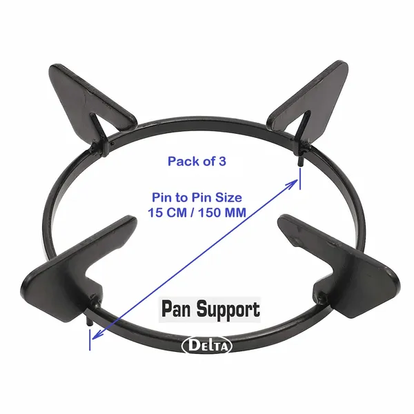 Delta_Gas_Stove_Part_Black_Powder_Coated_Round_Pan_Support_With_Pin_Size_150_Mm_For_Glass_Cook_Top_Pack_Of_3