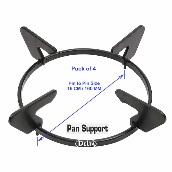 Delta_Gas_Stove_Part_Glass_Cook_Top_Black_Powder_Coated_Round_Pan_Support_With_Pin_Size_160_Mm_Pack_Of_4