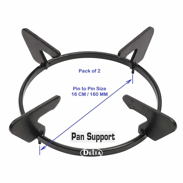 Delta_Gas_Stove_Part_Glass_Cook_Top_Black_Powder_Coated_Round_Pan_Support_With_Pin_Size_160_Mm_Pack_Of_2