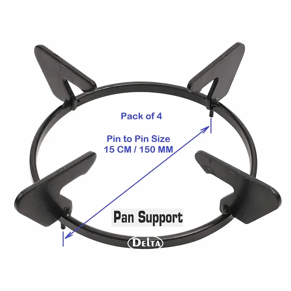 Delta_Gas_Stove_Part_Black_Powder_Coated_Round_Pan_Support_With_Pin_Size_150_Mm_For_Glass_Cook_Top_Pack_Of_4
