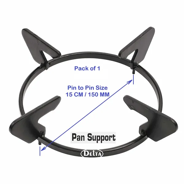 Delta_Gas_Stove_Part_Black_Powder_Coated_Round_Pan_Support_With_Pin_Size_150_Mm_For_Glass_Cook_Top_Pack_Of_1