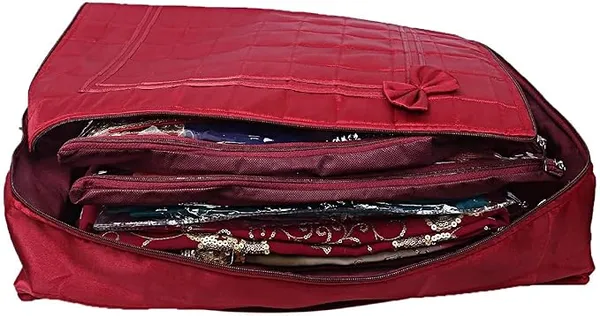 Maroon_Satin_Bow_Design_12_Flap_Saree_Cover_Bag_(52L_x_40W_x_16H_Cm)