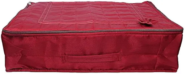 Maroon_Satin_Bow_Design_12_Flap_Saree_Cover_Bag_(52L_x_40W_x_16H_Cm)