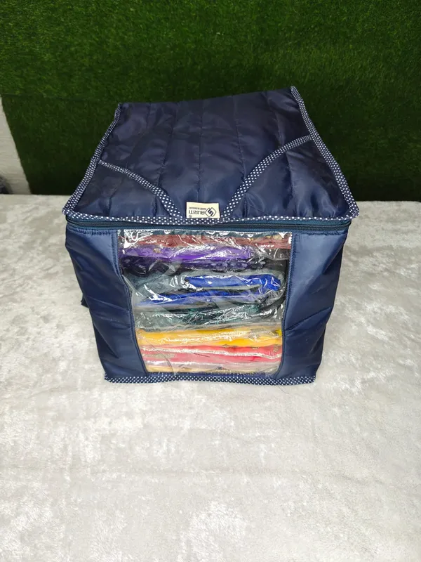 Navy_Quilted_Saree_Covers_|_Clothes_Storage_Bag_|_Wardrobe_Organizer_With_Transparent_Window_And_Zip_(37L_x_21B_x_3H_Cm)