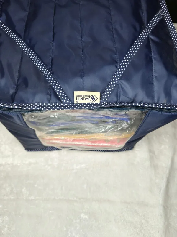 Navy_Quilted_Saree_Covers_|_Clothes_Storage_Bag_|_Wardrobe_Organizer_With_Transparent_Window_And_Zip_(37L_x_21B_x_3H_Cm)