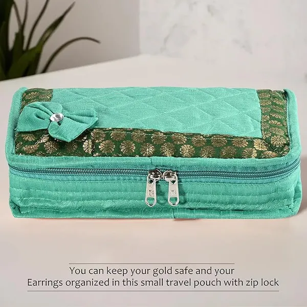 Green_Jewellery_Kit_With_7_Transparent_Pouch_(25_x_15_x_7_Cm)