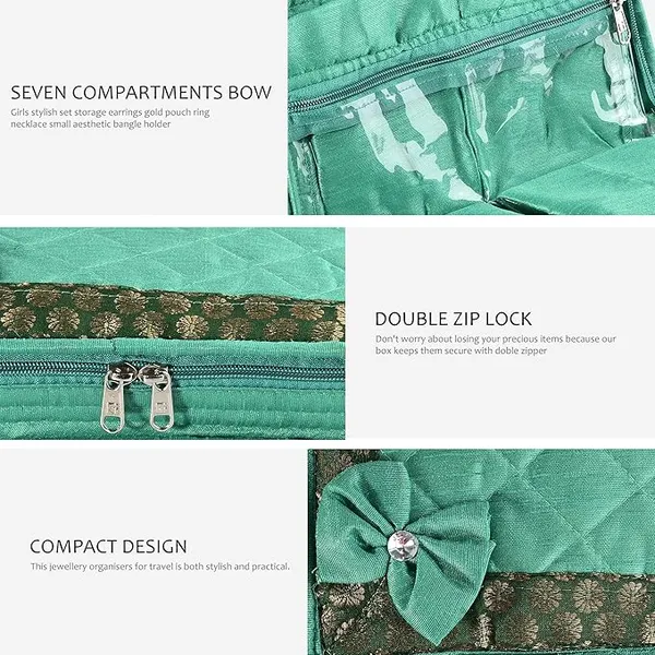 Green_Jewellery_Kit_With_7_Transparent_Pouch_(25_x_15_x_7_Cm)
