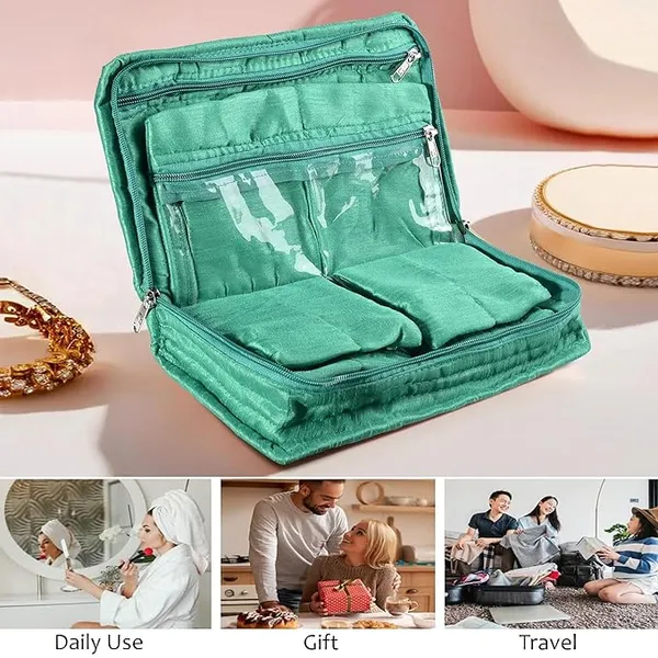 Green_Jewellery_Kit_With_7_Transparent_Pouch_(25_x_15_x_7_Cm)