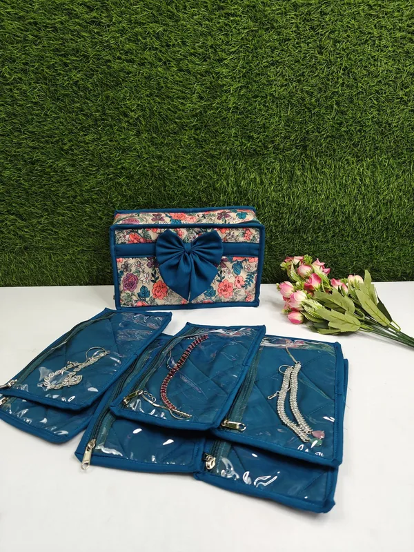 Multicolor_Travel_Makeup_Organizer_|_Zipper_Clousre_Cosmetic_Kit_|_6_Pouch_Jewellery_Kit