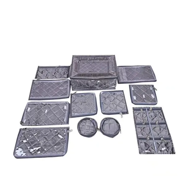 Silver_Satin_Vanity_Box_With_12_Zipped_Pouches_For_Jewellery_Storage_(28D_x_16W_x_5H_Cm)
