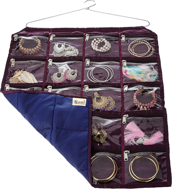 Purple_Satin_Hanging_Jewellery_Organiser_With_20_Pouches_(64_x_47_x_1_Cm)