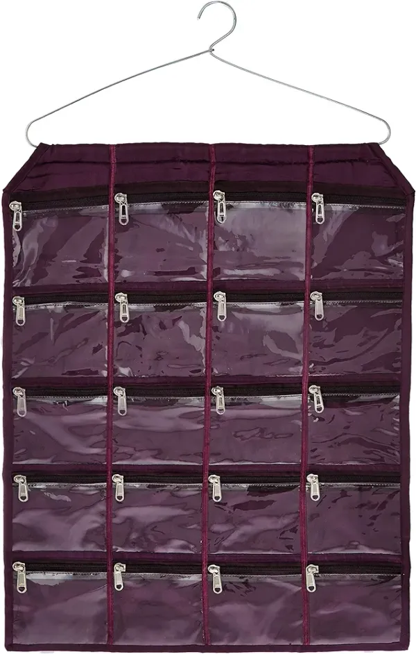 Purple_Satin_Hanging_Jewellery_Organiser_With_20_Pouches_(64_x_47_x_1_Cm)