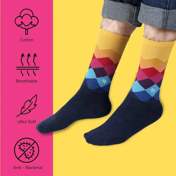 Pack_of_1_Checkered_Printed_Cotton_Socks_Crew_Length_Funky_Socks_|