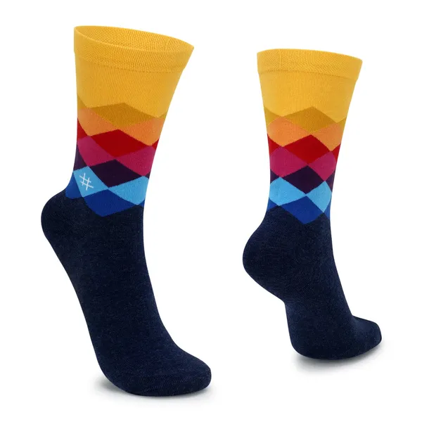 Pack_of_1_Checkered_Printed_Cotton_Socks_Crew_Length_Funky_Socks_|