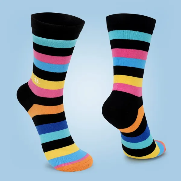Pack_of_1_Printed_Stripes_Cotton_Socks_Crew_Length_Funky_Socks_|