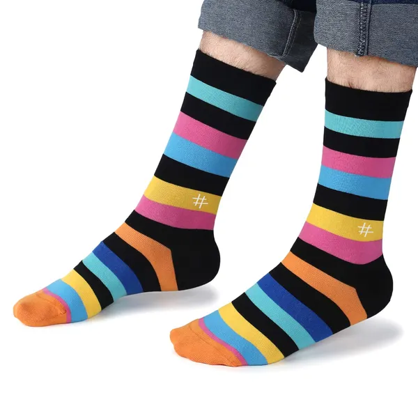 Pack_of_1_Printed_Stripes_Cotton_Socks_Crew_Length_Funky_Socks_|