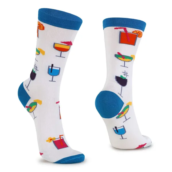 Pack_of_1_Soft_Comfy_Tropical_Drink_Design_Cotton_Socks_Crew_Length_Socks_|