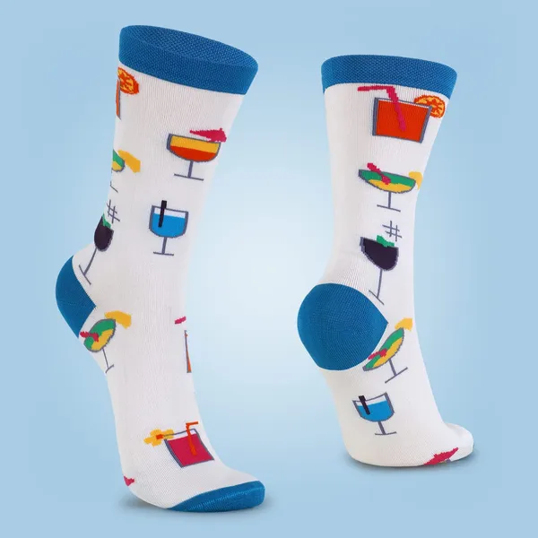 Pack_of_1_Soft_Comfy_Tropical_Drink_Design_Cotton_Socks_Crew_Length_Socks_|