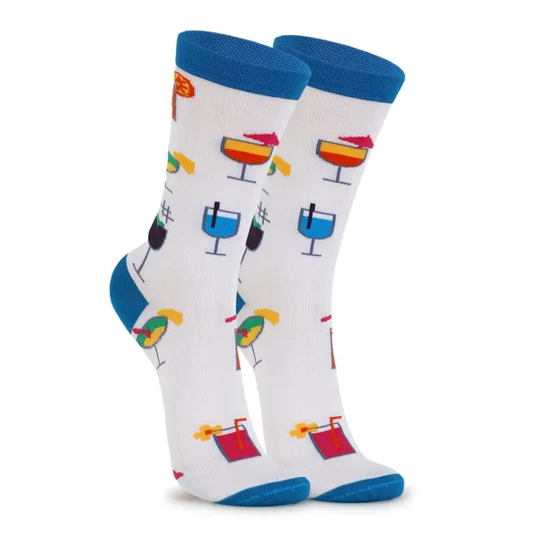 Pack_of_1_Soft_Comfy_Tropical_Drink_Design_Cotton_Socks_Crew_Length_Socks_|
