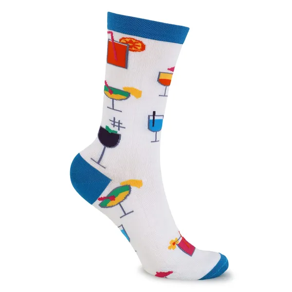 Pack_of_1_Soft_Comfy_Tropical_Drink_Design_Cotton_Socks_Crew_Length_Socks_|
