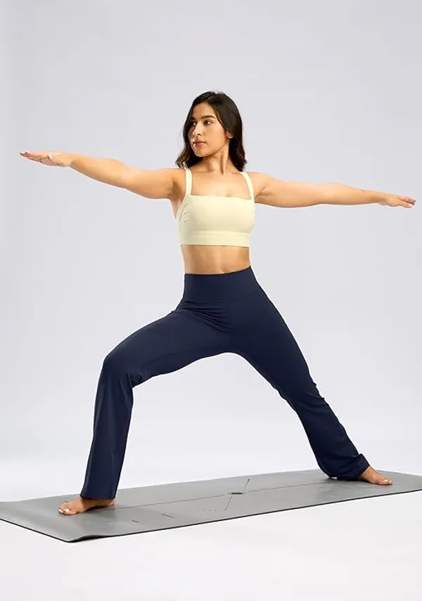 Saffora Navy Blue Flare Yoga Pants For Women Long Bootcut High - Main Image