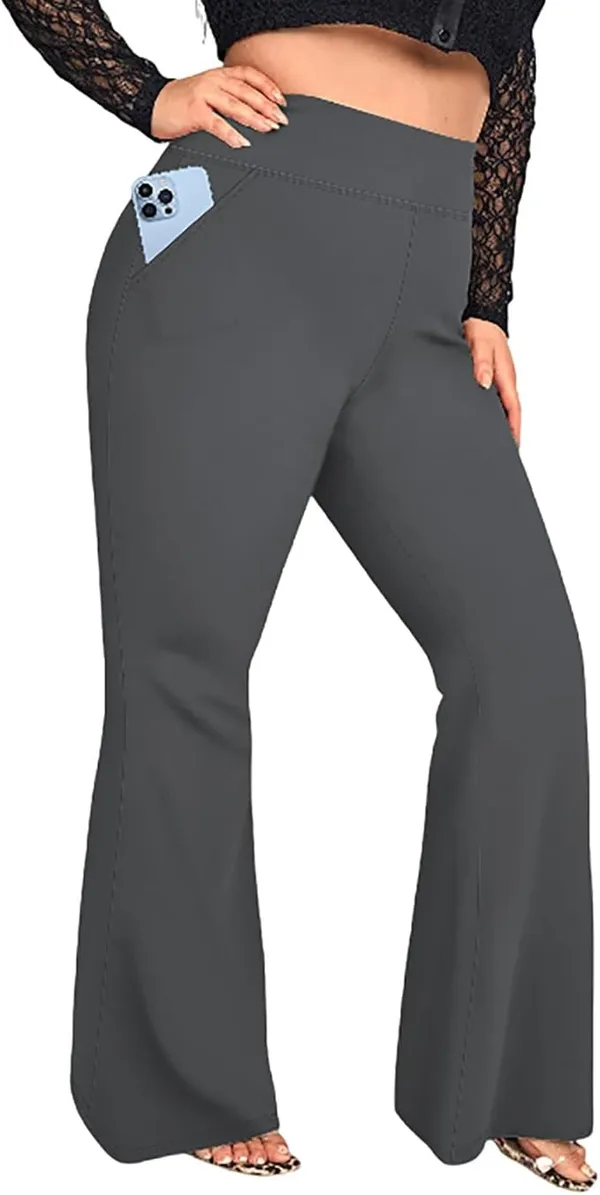 Leg Yoga Pants Stretch Wide Leg Leggings DOMETOUR Bootcut Flare