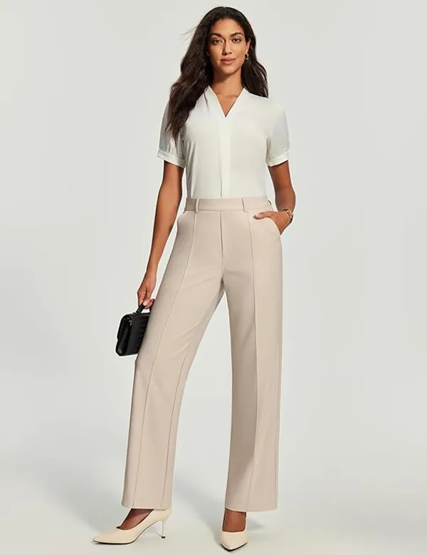Saffora Womens Dress Pants Stretchy Work Pants Business Casual Wide Leg  Slacks Trousers Office Outfits Effortless Comfort, 365 Days a Year Price in  India