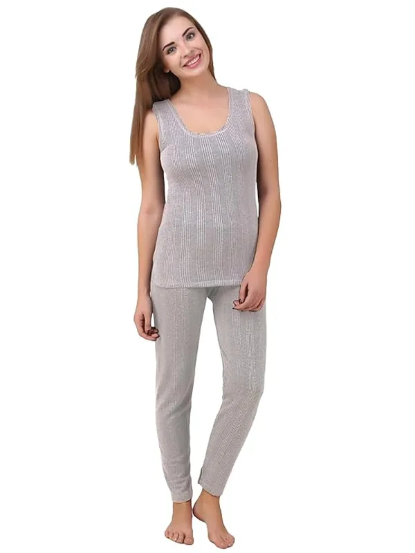 Body Warmer Woolen Thermal Wear For Women Saffora Grey Wool Blend