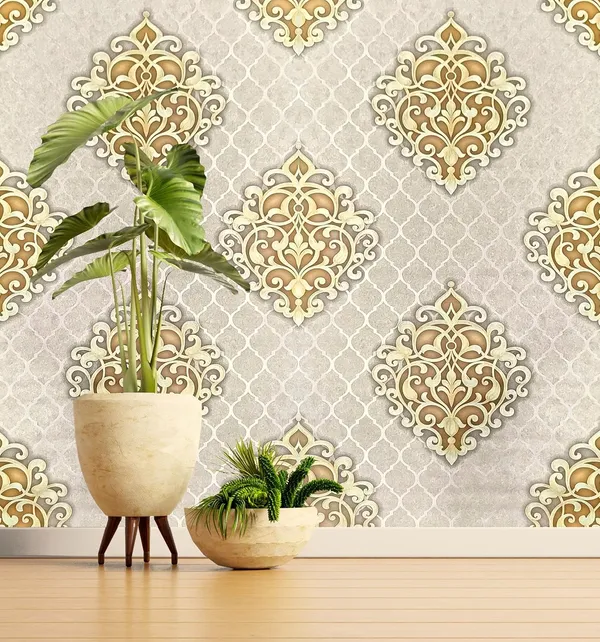 Beige_Gold_Damask_Design_Pvc_Wallpaper_For_Living_Room_|_Latest_Stylish_3D_Wallpaper_For_Walls_53Cm(W)_X1000Cm(L)-57Sqft/Roll