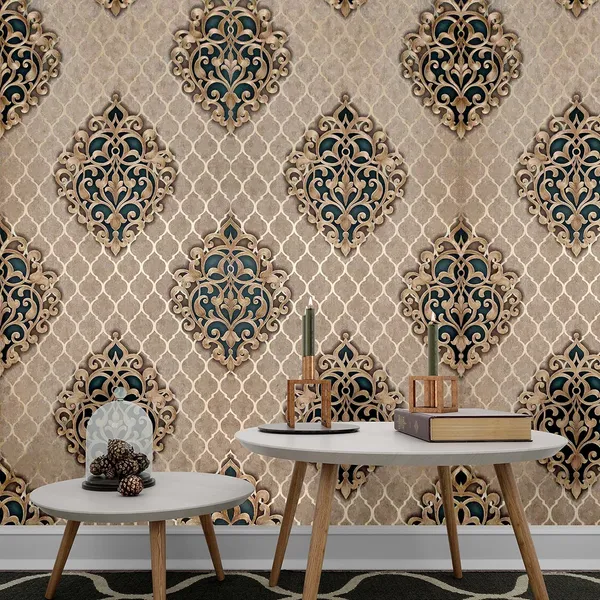 Brown_Damask_Design_Pvc_Wall_Stickers_For_Living_Room_Brown_Color_Wall_Paper_For_Wall_Decor_|_53Cm(W)_X1000Cm(L)-57Sqft/Roll