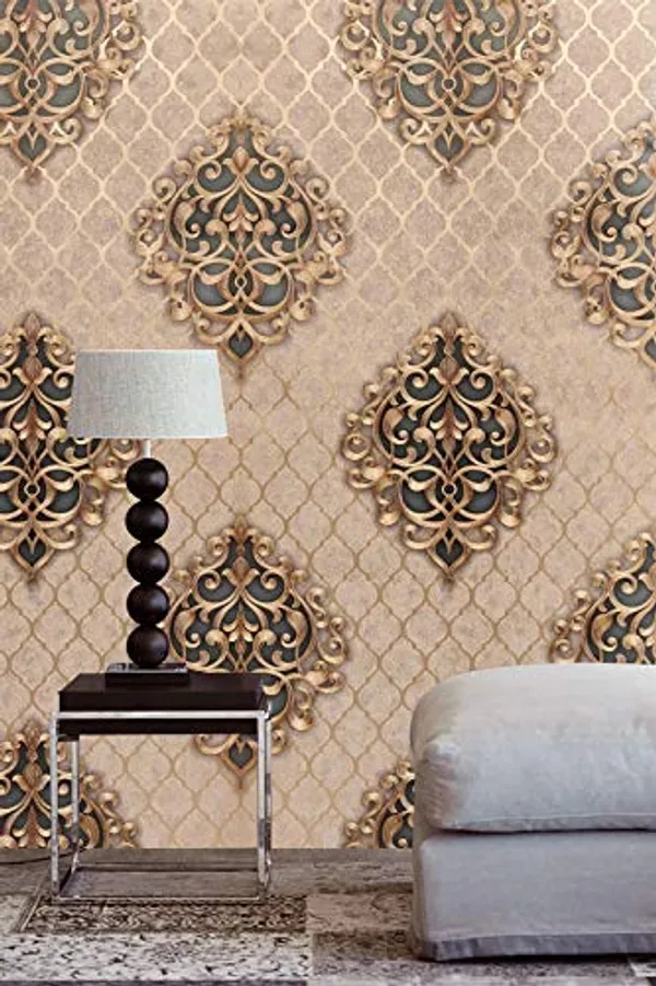 Brown_Damask_Design_Pvc_Wall_Stickers_For_Living_Room_Brown_Color_Wall_Paper_For_Wall_Decor_|_53Cm(W)_X1000Cm(L)-57Sqft/Roll